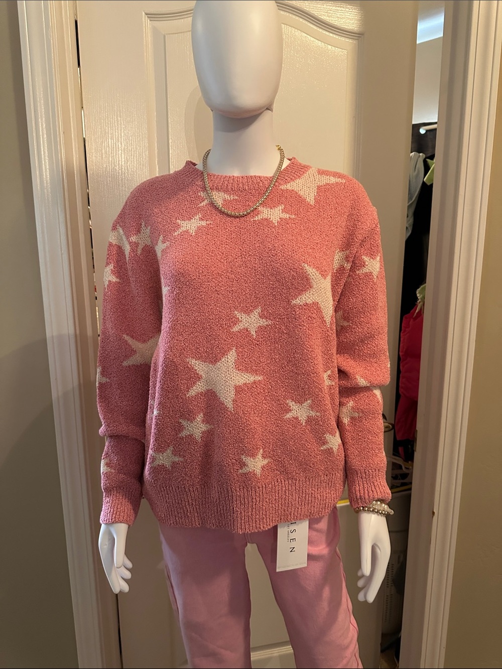 Women's Pink Star Crewneck Sweater